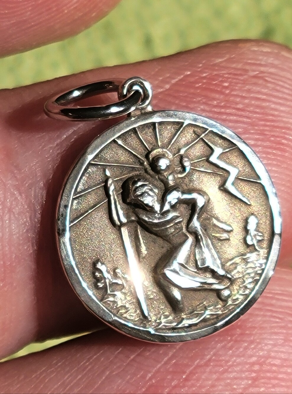 Vintage Theda Sterling Silver St Christopher Medal Pendant Charm 925 Signed